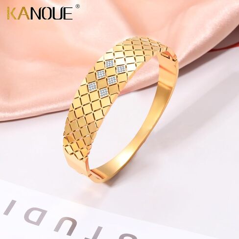 Surgical Steel 14K Gold Plated Bangle Bracelets for Women Set, Cuff Bracelets Trendy Hypoallergenic Stackable Bracelets for Women in Saudi Arabia