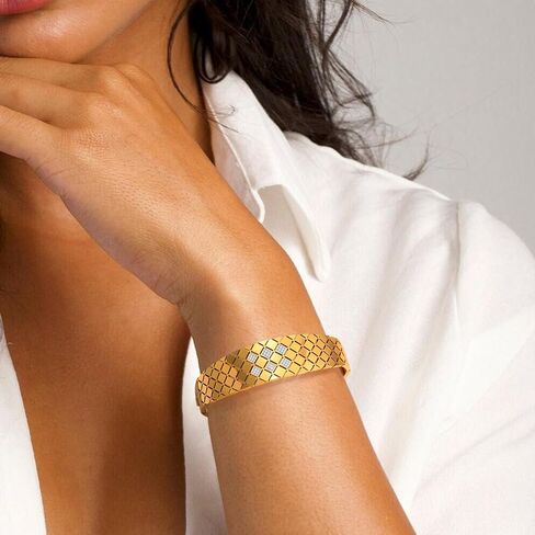 Surgical Steel 14K Gold Plated Bangle Bracelets for Women Set, Cuff Bracelets Trendy Hypoallergenic Stackable Bracelets for Women in Saudi Arabia