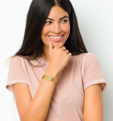 Surgical Steel 14K Gold Plated Bangle Bracelets for Women Set, Cuff Bracelets Trendy Hypoallergenic Stackable Bracelets for Women in Saudi Arabia