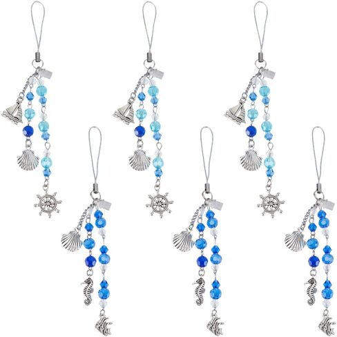 SUNNYCLUE 6Pcs 2 Styles Phone Dust Plug Charm Smartphone Charms Alloy Blue Glass Silver Moon Star Pendants Mobile Phones Anti Dust Plugs Strap Accessories for Women Adults Cellsphones Hanging Decors in Kuwait