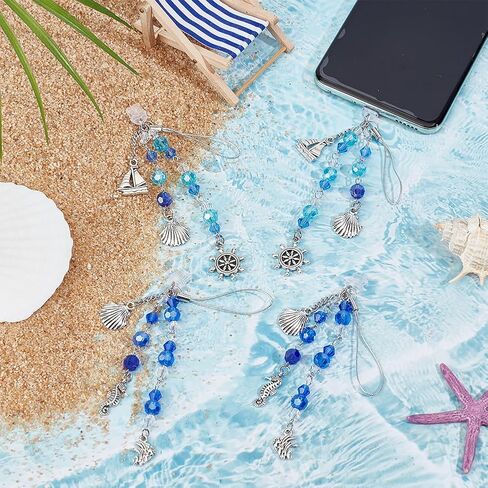 SUNNYCLUE 6Pcs 2 Styles Phone Dust Plug Charm Smartphone Charms Alloy Blue Glass Silver Moon Star Pendants Mobile Phones Anti Dust Plugs Strap Accessories for Women Adults Cellsphones Hanging Decors in Kuwait