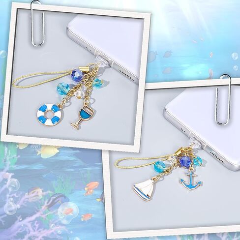 Sunnyclue 6pcs 2 Styles Phone Dust Plug Scarm Charm Smartphone Charms Alloy Blue Glass Silver Moon Star Presants Presons Mobile Hoti Grapp Slops Associory for Women Adults Cellsons Hanging Decors in Kuwait