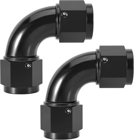 6AN Female to 6AN Female Coupler Straight Swivel Fitting Adapter 9/16-18UNF Thread Aluminium Anodized Black 2Pcs in Kuwait