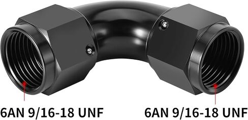 6AN Female to 6AN Female Coupler Straight Swivel Fitting Adapter 9/16-18UNF Thread Aluminium Anodized Black 2Pcs in Kuwait