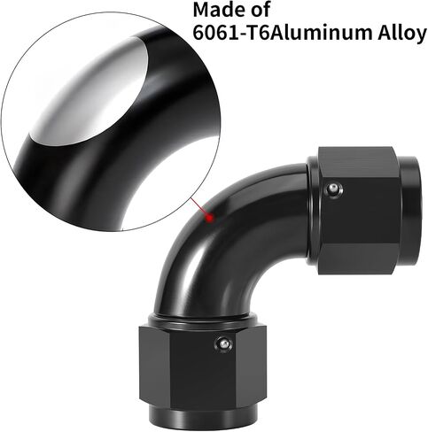 6AN Female to 6AN Female Coupler Straight Swivel Fitting Adapter 9/16-18UNF Thread Aluminium Anodized Black 2Pcs in Kuwait