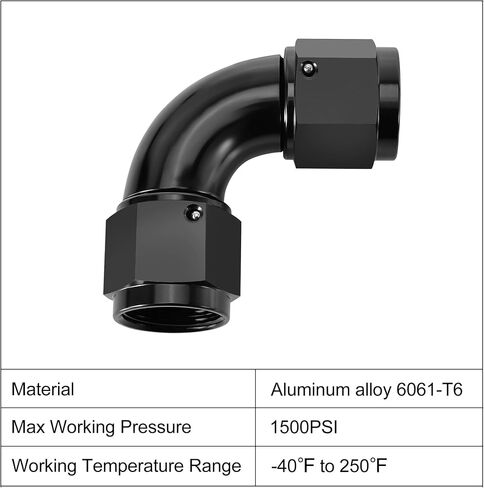 6AN Female to 6AN Female Coupler Straight Swivel Fitting Adapter 9/16-18UNF Thread Aluminium Anodized Black 2Pcs in Kuwait