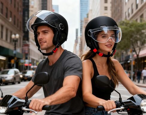 خوذة دراجة نارية للبالغين نصف خوذة مع قناع مقاوم للرياح للطراد ، والدراجات على الطرق ، والدراجات الكهربائية ، والدراجات البخارية خوذة بارد للرجال والنساء. in Kuwait