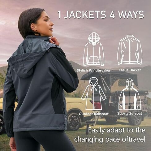 Women's Rain Jackets Waterproof with Hood Lightweight Rain Suit for Women Ladies Rain Coats Outdoor Windbreaker in Saudi Arabia