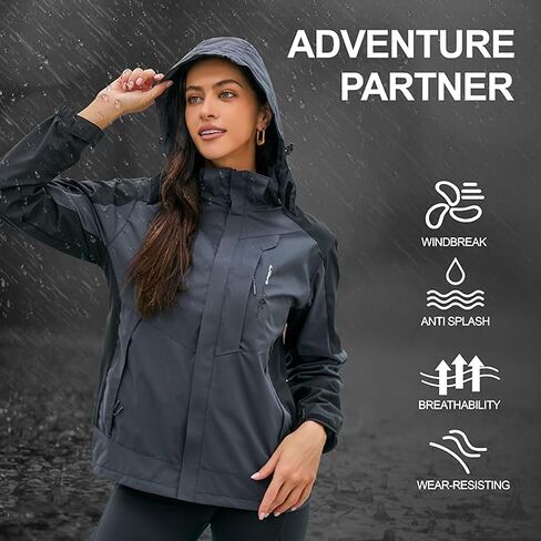 Women's Rain Jackets Waterproof with Hood Lightweight Rain Suit for Women Ladies Rain Coats Outdoor Windbreaker in Saudi Arabia