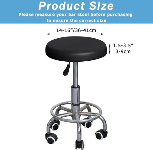 2PCS Bar Stool Covers Round, Waterproof PU Bar Stool Seat Covers Stretch Bar Stool Slipcover with Elastic Band Round Bar Stool Covers for 12-14 Inch Chairs (Black) in Kuwait