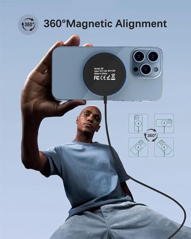 الشاحن اللاسلكي المغناطيسي الشاحن السريع السريع لـ iPhone 16 Pro Max/16 Pro/16/16 Plus/15/14/13/12 Series AirPods 3/2/Pro/Pro 2 in Kuwait