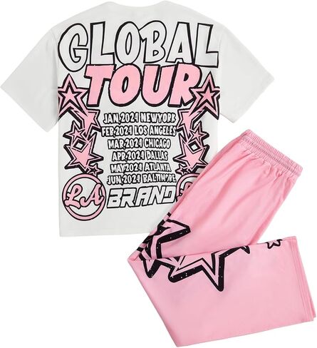 Soly Hux Men Summer Stupts من قطعتين من قطعتين قصير الأكمام الرسم. in Kuwait