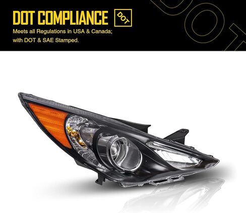مجموعة المصابيح الأمامية Torchbeam ، بديل لعام 2011-2014 Sonata GLS/Limited/SE (باستثناء الهجين) ، مجموعة العدسة السوداء مجموعة العدسات السوداء وجانب السائق 2pcs in Saudi Arabia