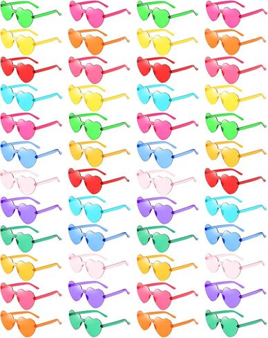 Matcheck 24 Heart/Star Shaped Sunglasses Kids Rimless Party Glasses Transparent Colored Funny Boy/Girls Birthday Favors in Saudi Arabia
