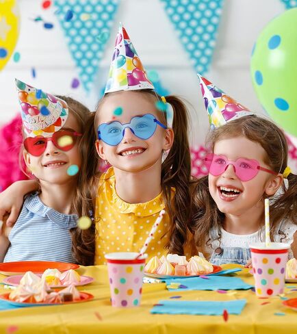 Matcheck 24 Heart/Star Shaped Sunglasses Kids Rimless Party Glasses Transparent Colored Funny Boy/Girls Birthday Favors in Saudi Arabia