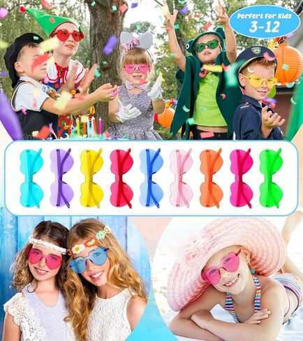Matcheck 24 Heart/Star Shaped Sunglasses Kids Rimless Party Glasses Transparent Colored Funny Boy/Girls Birthday Favors in Saudi Arabia