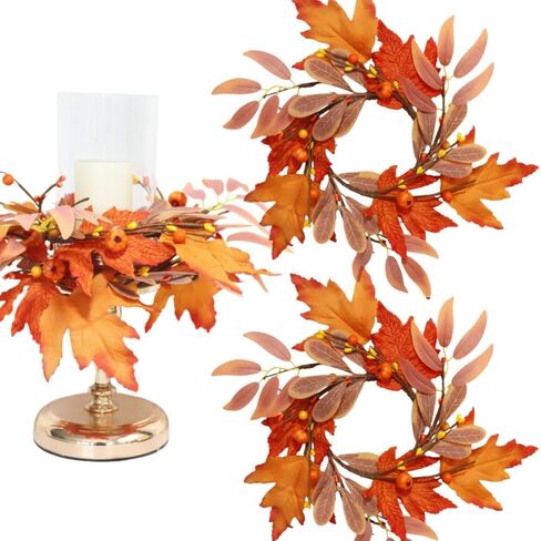 2 PCS حلقات شمعة الوطنية الزهور المختلط الأحمر والبحرية التوت الأزرق وحلقات شمعة النجوم ، ديكور يوم الذكرى في الرابع من يوليو للشمعة العمود (متعدد الألوان) in Kuwait