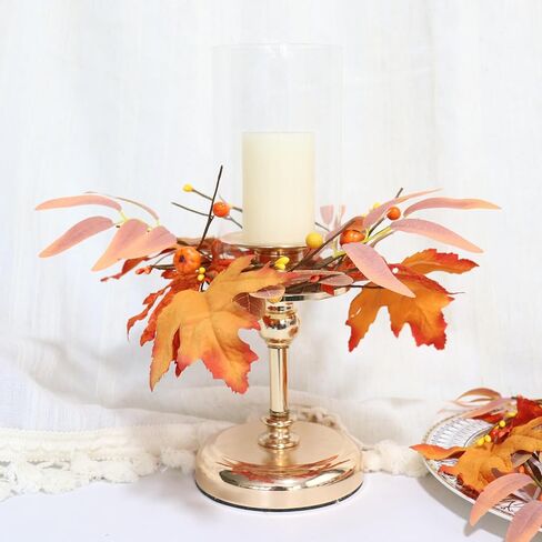 2 PCS حلقات شمعة الوطنية الزهور المختلط الأحمر والبحرية التوت الأزرق وحلقات شمعة النجوم ، ديكور يوم الذكرى في الرابع من يوليو للشمعة العمود (متعدد الألوان) in Kuwait