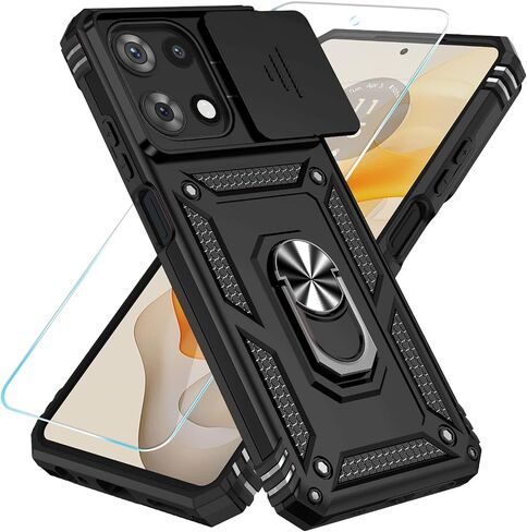 حافظة هاتف SunStory لهاتف Motorola Moto G 5G 2025/Moto G 5G 2026/Moto G Play 2026 مع واقي شاشة عالي الدقة وغطاء كاميرا منزلق ومسند، حافظة هاتف [من الدرجة العسكرية]، أحمر in Kuwait