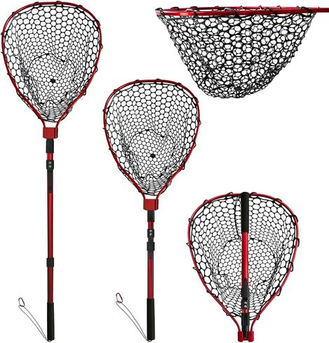 Fishing net Double Section Folding Upgrade (red Frame with Black Handle, Net Depth 50cm) in Kuwait