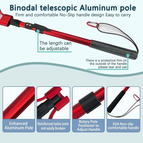 Fishing net Double Section Folding Upgrade (red Frame with Black Handle, Net Depth 50cm) in Kuwait