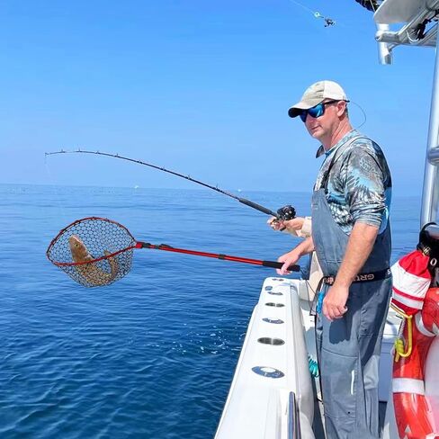 Fishing net Double Section Folding Upgrade (red Frame with Black Handle, Net Depth 50cm) in Kuwait