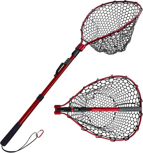 Fishing net Double Section Folding Upgrade (red Frame with Black Handle, Net Depth 50cm) in Kuwait