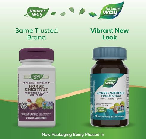 Nature Way Horse Chestnut ، Extract Premium ، يعزز عروق الساق الصحية*، 250 ملغ لكل وجبة ، نباتي ، 90 كبسولة in Saudi Arabia