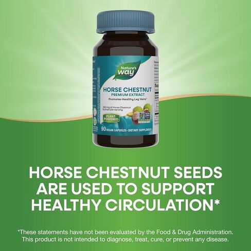 Nature Way Horse Chestnut ، Extract Premium ، يعزز عروق الساق الصحية*، 250 ملغ لكل وجبة ، نباتي ، 90 كبسولة in Saudi Arabia
