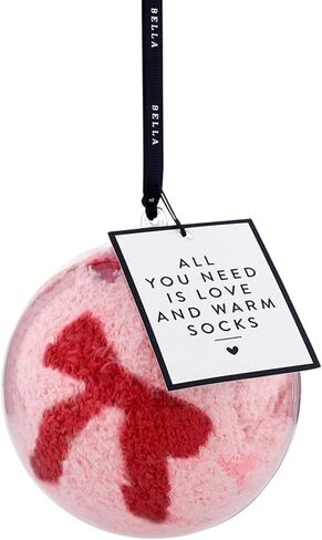 Bella Ultra Soft Plush Slipper Sock in Ornament for Gift Basket or Stocking Stuffer, Plush Polyester White With Green Bow, One Size Fits Most in Saudi Arabia