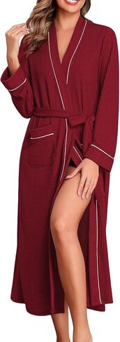 Ekouaer Robes for Women Lightweight Knit Waffle Bathrobe Full Length Kimono Casual Ladies Loungewear in Saudi Arabia