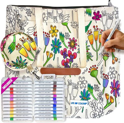 Life of Colour Painting Kit - 2 Flower in Vase Boards Acrylic Paint Pens for No Mess Painting - Impressive 15.7 x 11.8 Inches Ready for Joyful Display - Arts and Crafts for Adults in Saudi Arabia