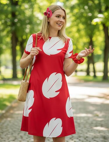 Poboola Lilo Costume Adult Lilo Dress Women Red Hawaiian Dress Halloween Cosplay Summer Island Princess Party Novelty Outfit in Kuwait
