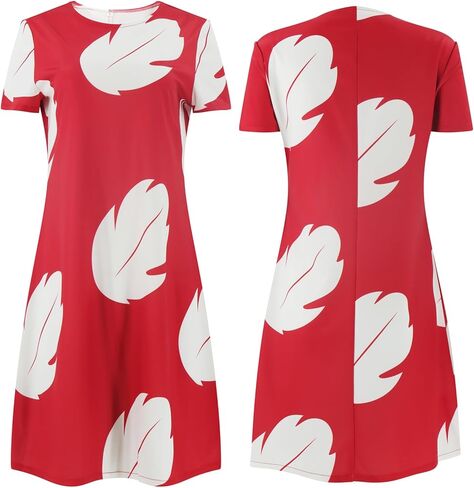 Poboola Lilo Costume Adult Lilo Dress Women Red Hawaiian Dress Halloween Cosplay Summer Island Princess Party Novelty Outfit in Kuwait