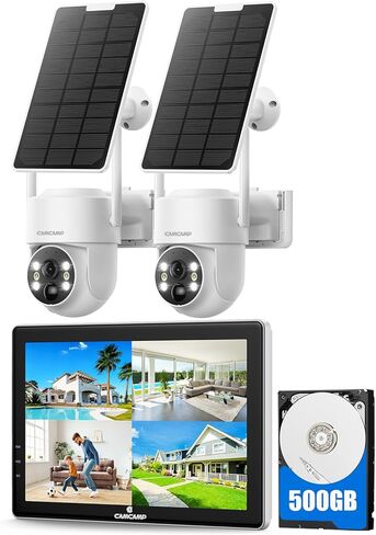 CAMCAMP 2K PTZ كاميرا أمان شمسية اللاسلكية في الهواء الطلق لنظام أمن المنزلي بالطاقة الشمسية ، لا حاجة واي فاي ، ألوان رؤية ليلية. in Kuwait