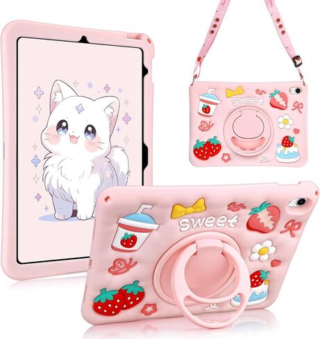للحصول على IPAD 10th Generation Case 10.9 بوصة 2022 لـ iPad A16 CASE 11th Generation 2025 مع حزام الكتف حامي الشاشة 3D مع غطاء واقٍ مقاوم للوقوف 360 درجة in Kuwait