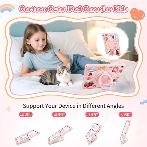 للحصول على IPAD 10th Generation Case 10.9 بوصة 2022 لـ iPad A16 CASE 11th Generation 2025 مع حزام الكتف حامي الشاشة 3D مع غطاء واقٍ مقاوم للوقوف 360 درجة in Kuwait