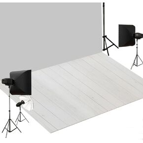 حصيرة كيت الأرضية - أرضيات مطاطية خشبية بيضاء لاستوديو الدعائم الفوتوغرافي للتصوير حديثي الولادة 5x4ft in Kuwait