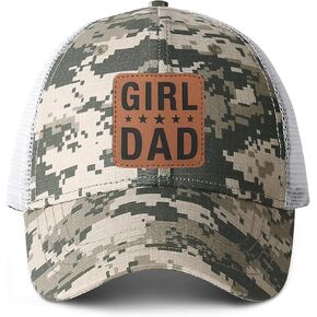 Girl Father Daddy Dad hat Gifts Fathers Day Birthday for Dad Papa from Daughter Son Black Trucker Leather Patch Hat in Kuwait