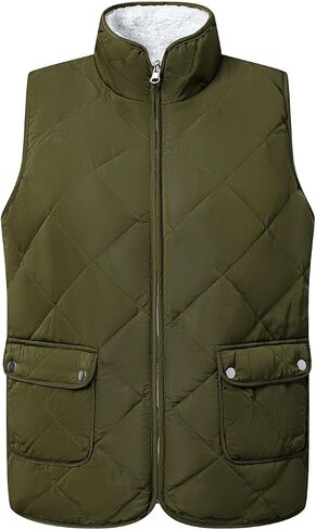 SHEWIN Women Puffer Vest Casual Stand Collar Sleeveless Puffer Jacket Warm Winter Reversible Zip Up Outerwear with Pockets in Saudi Arabia