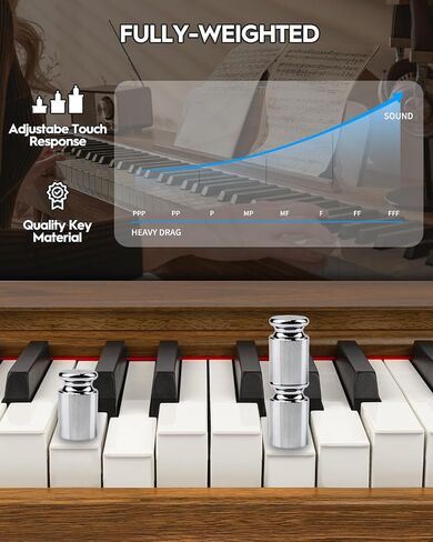 Strich Digital Piano 88 Keys ، لوحة مفاتيح مرجحة للمطرقة ، لوحة مفاتيح البيانو الكهربائية ذات الحجم الكامل مع حامل ، مكبرات صوت 25Wx2 ، تدعم USB-Midi/Wireless Connecting SDP-300S (نمط الأثاث) in Kuwait