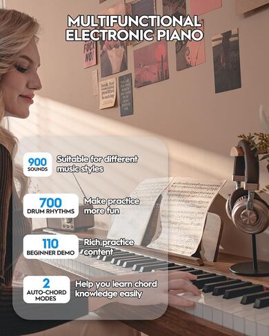 Strich Digital Piano 88 Keys ، لوحة مفاتيح مرجحة للمطرقة ، لوحة مفاتيح البيانو الكهربائية ذات الحجم الكامل مع حامل ، مكبرات صوت 25Wx2 ، تدعم USB-Midi/Wireless Connecting SDP-300S (نمط الأثاث) in Kuwait