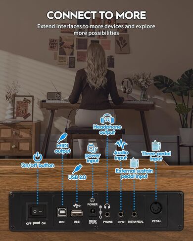 Strich Digital Piano 88 Keys ، لوحة مفاتيح مرجحة للمطرقة ، لوحة مفاتيح البيانو الكهربائية ذات الحجم الكامل مع حامل ، مكبرات صوت 25Wx2 ، تدعم USB-Midi/Wireless Connecting SDP-300S (نمط الأثاث) in Kuwait