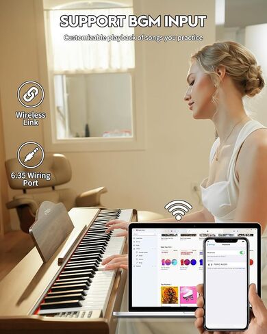 Strich Digital Piano 88 Keys ، لوحة مفاتيح مرجحة للمطرقة ، لوحة مفاتيح البيانو الكهربائية ذات الحجم الكامل مع حامل ، مكبرات صوت 25Wx2 ، تدعم USB-Midi/Wireless Connecting SDP-300S (نمط الأثاث) in Kuwait