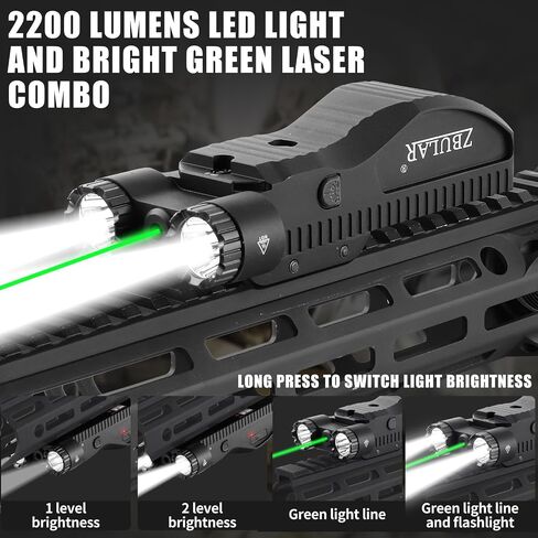 2000 LUMEN MLOK و PICATINNY مثبتة على المصباح التكتيكي للليزر الأخضر الليزر (IR) ليزر 3 في 1 ، مع مفتاح ضغط عن بُعد للبندقية in Kuwait
