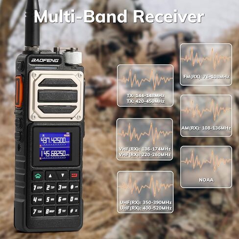 Baofeng UV-25 10W Dual Band Ham Handheld Radio, Tri-Power, UHF VHF FM Airband NOAA Receiver with 5200mAh Battery USB-C Port, 999CH, Tactical Two Way Radio for Adults, Chirp Compatible, Coyote Brown in Saudi Arabia