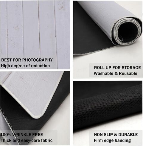 Kate Floor Mats - White Wooden Backdrop Rubber Flooring for Newborn Photography Props Studio 5x4ft in Kuwait