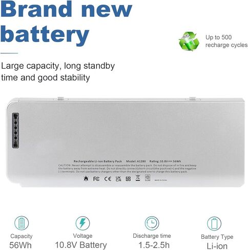 Buying Buying 56WH A1280 بطارية الكمبيوتر المحمول لـ Apple A1280 A1278 (إصدار 2008) MacBook 13 بوصة ، Compabiel لـ MB771G/A MB467LL/A MB466LL/A in Kuwait