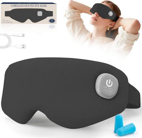 Heated Eye Masks for Dry Eyes - Cordless Warm Eye Compress Moist Heat, Gifts for Men Women, Eyes Relief, Improved Sleep, Washable Eye Heating pad for Travel and with Replaceable Shell in Saudi Arabia