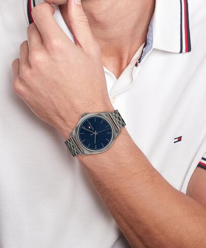 Tommy Hilfiger Men's Classic 3H Quartz Watch - Stainless Steel Bracelet - 3ATM/30 Meters Water Resistance - Minimalist, Casual Elegance for Him - 42mm in Kuwait